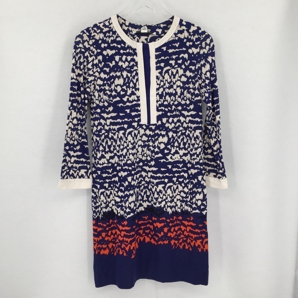DVF Diane von Furstenberg Achelle Scribble Lines blue tunic dress silk new 0